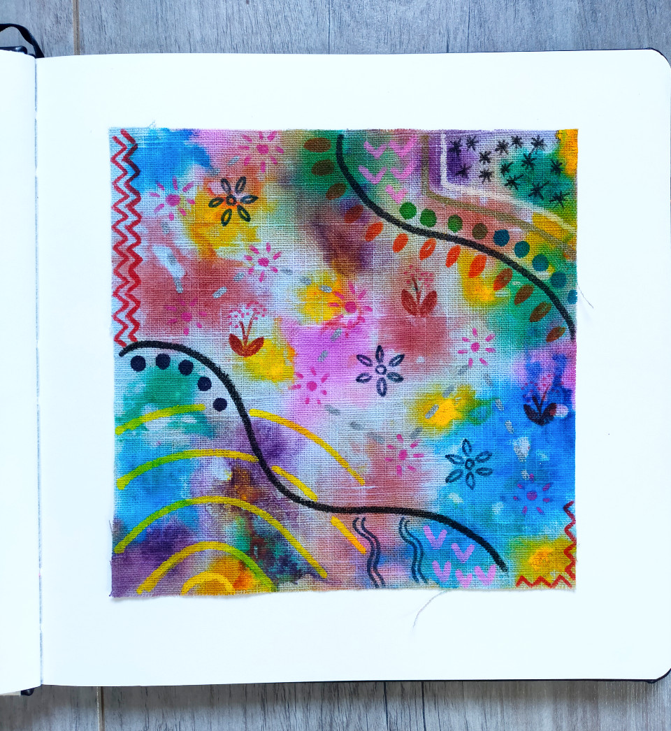 Art journal – Carré multicolore en&nbsp;lin