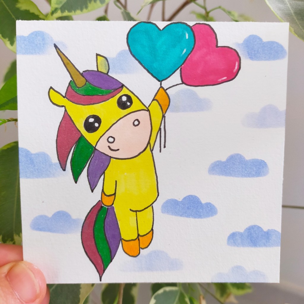 Dessin kawaii licorne